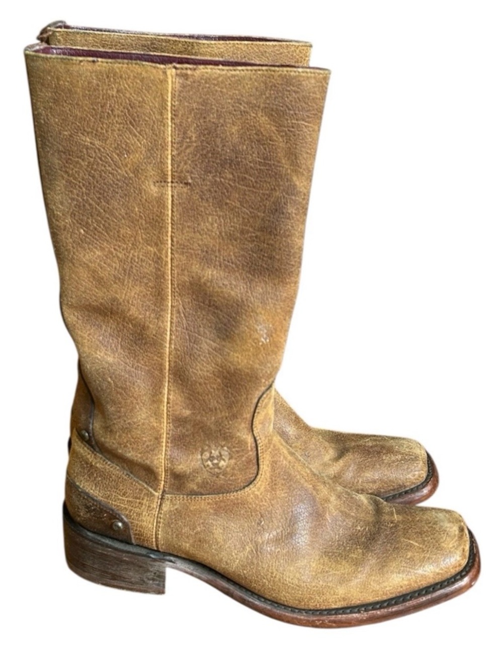 Ariat Coronado Tan Brown Leather Cowboy Square Toe Boots Women Size 10